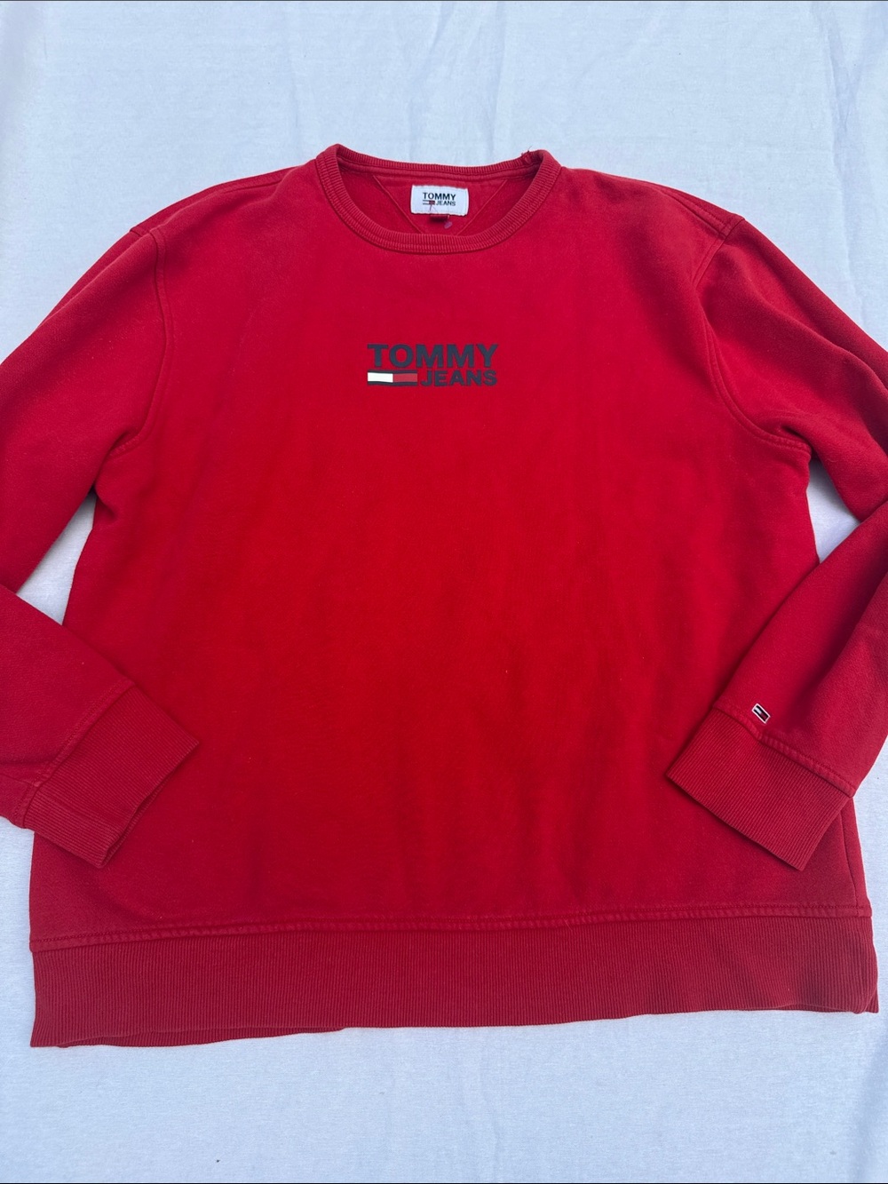 Vintage Tommy Hilfiger Red Crewneck Sweatshirt with Logo